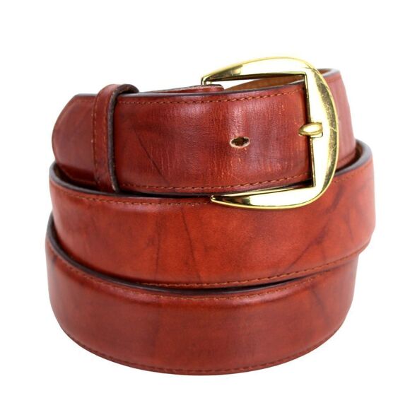 Tony Lama TAN BROWN GENUINE LEATHER 1.25"Wd CASUAL DRESS MEN'S BELT Sz 38 (G92 - Picture 1 of 13